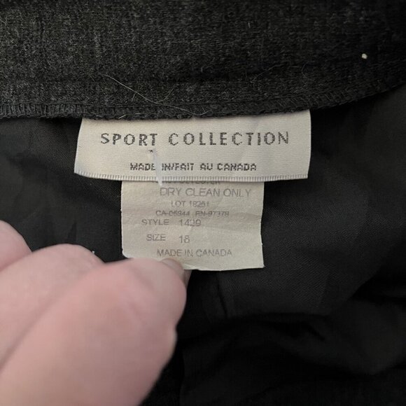 Vtg 80s-90s Sport Collection Acrylic Blend Midi Skirt Office Wear Charcoal 18 - Picture 3 of 4